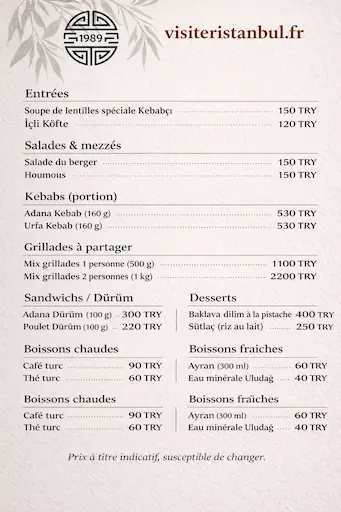 Kebap-ci Mecidiyeköy menu
