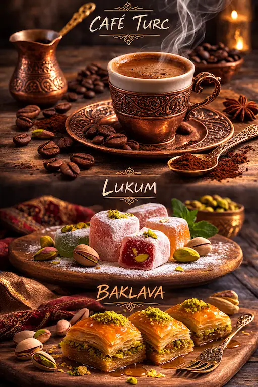 Café turc, lukum et baklava