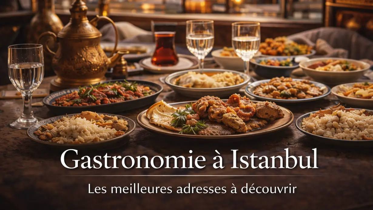 Gastronomie à Istanbul avec plats traditionnels turcs et table typique