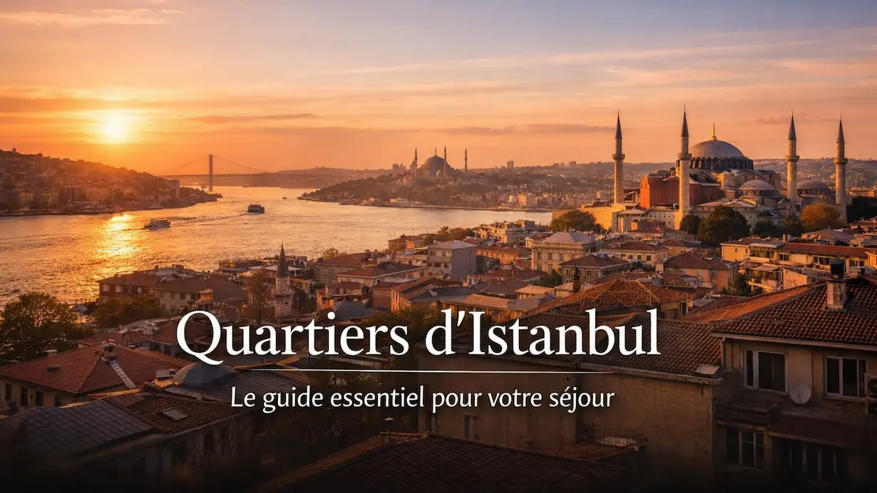 Vue panoramique des quartiers d’Istanbul au coucher du soleil